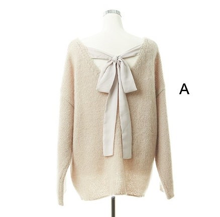 レディース　ファッション　かわいい　長袖　トップス　大人　カジュアル　セーター　リボン　シンプル　秋　冬　温かい　フリーサイズ　デート　旅行　お出かけ　外出　ホワイト　グリーン　ネイビー　送料無料