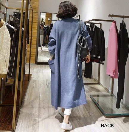 レディース　ファッション　かわいい　長袖　トップス　大人　カジュアル　ニット　カーディガン　シンプル　秋　冬　温かい　フリーサイズ　デート　旅行　お出かけ　外出　ネイビー　送料無料