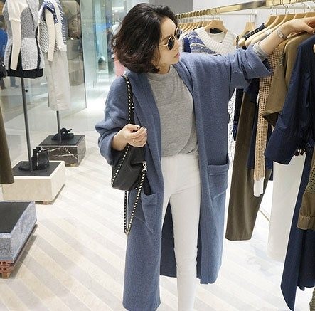 レディース　ファッション　かわいい　長袖　トップス　大人　カジュアル　ニット　カーディガン　シンプル　秋　冬　温かい　フリーサイズ　デート　旅行　お出かけ　外出　ネイビー　送料無料