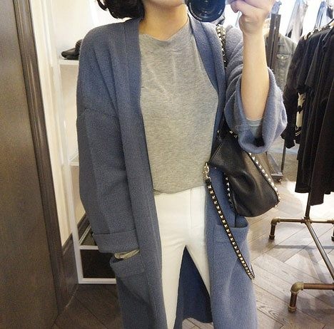 レディース　ファッション　かわいい　長袖　トップス　大人　カジュアル　ニット　カーディガン　シンプル　秋　冬　温かい　フリーサイズ　デート　旅行　お出かけ　外出　ネイビー　送料無料