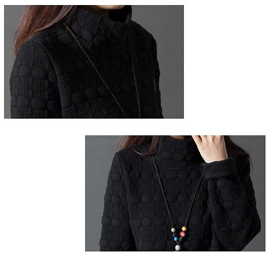 レディース　デコボコ素材　ワンピース　Aライン　ジャガード　ミモレ丈　無地　長袖　ハイネック　大人可愛い　ゆったり　ラフスタイル　大きいサイズ　シンプル　リゾート　デイリー　お出かけ　デート　ブラック　ワイン　グレー　送料無料