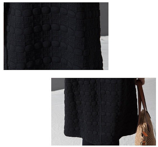 レディース　デコボコ素材　ワンピース　Aライン　ジャガード　ミモレ丈　無地　長袖　ハイネック　大人可愛い　ゆったり　ラフスタイル　大きいサイズ　シンプル　リゾート　デイリー　お出かけ　デート　ブラック　ワイン　グレー　送料無料