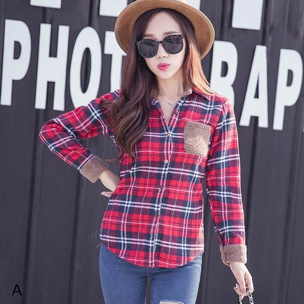 レディース　トップス　チェック　ネルシャツ　裏ボア　長袖　定番　暖かい　シンプル　カジュアル　秋冬　大きいサイズ　大人可愛い　デート　お出かけ　デイリー　普段着　レッド　オレンジ　ブルー　ブラック　送料無料