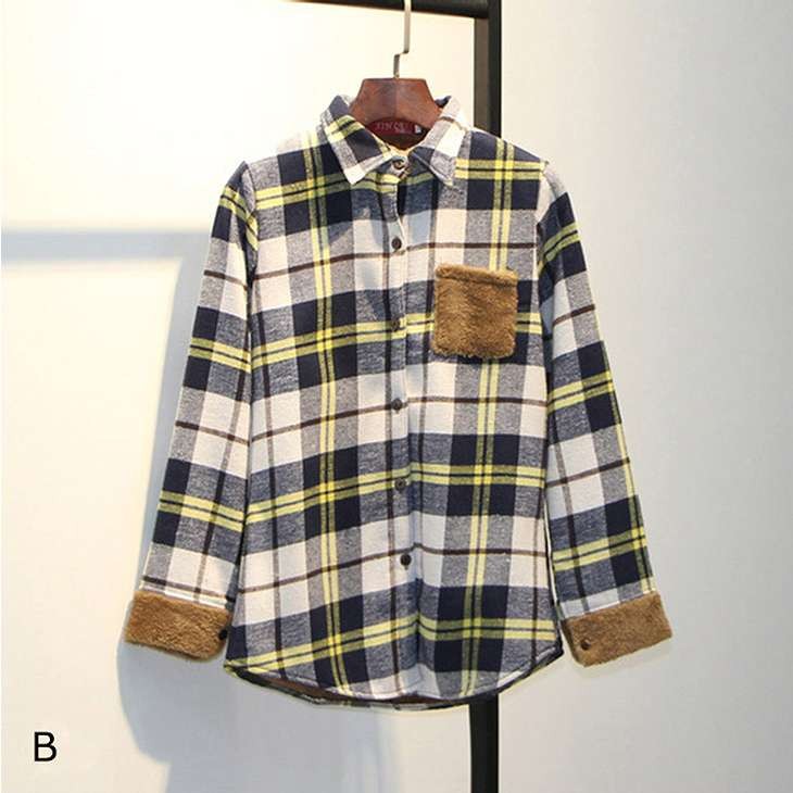 レディース　トップス　チェック　ネルシャツ　裏ボア　長袖　定番　暖かい　シンプル　カジュアル　秋冬　フリーサイズ　大人可愛い　デート　お出かけ　デイリー　普段着　オレンジ　ホワイト　送料無料