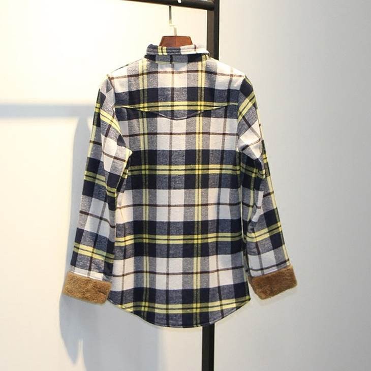 レディース　トップス　チェック　ネルシャツ　裏ボア　長袖　定番　暖かい　シンプル　カジュアル　秋冬　フリーサイズ　大人可愛い　デート　お出かけ　デイリー　普段着　オレンジ　ホワイト　送料無料