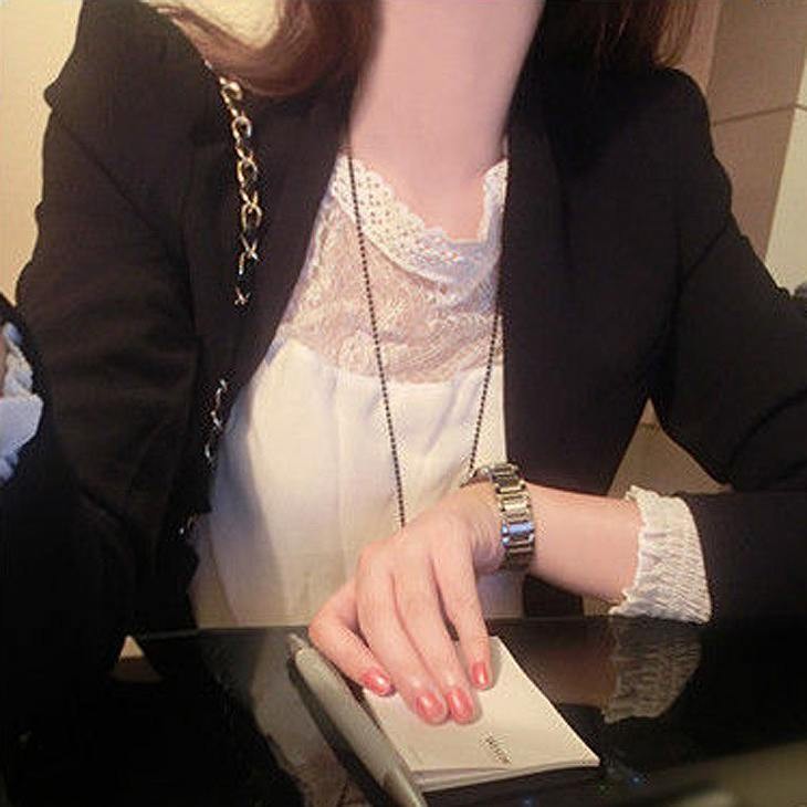 レディース　トップス　シフォン　カットソー　ラウンドネック　レース　長袖　シンプル　無地　ゆったり　コットン　カジュアル　フリーサイズ　大人可愛い　オフィス　ビジネス　仕事　デート　お出かけ　デイリー　普段着　ホワイト　ブラック　送料無料