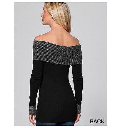 レディース　トップス　オフショルダー　ジップ　カットソー　長袖　セクシー　無地　タイト　シンプル　カジュアル　大きいサイズ　大人可愛い　フェミニン　デート　お出かけ　デイリー　普段着　ブラック　送料無料