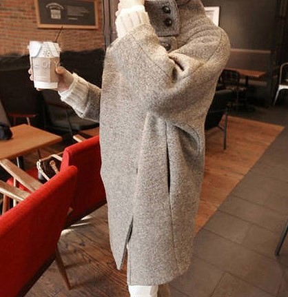 レディース　アウター　セミロング　スタンドカラー　コート　無地　ウール　長袖　シンプル　防寒　大きいサイズ　カジュアル　大人可愛い　デート　お出かけ　デイリー　普段着　ベージュ　送料無料