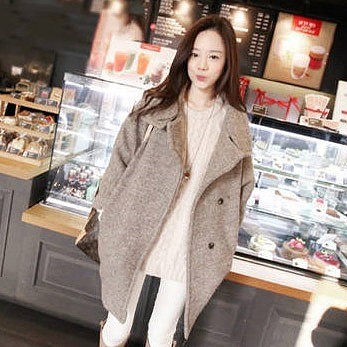 レディース　アウター　セミロング　スタンドカラー　コート　無地　ウール　長袖　シンプル　防寒　大きいサイズ　カジュアル　大人可愛い　デート　お出かけ　デイリー　普段着　ベージュ　送料無料