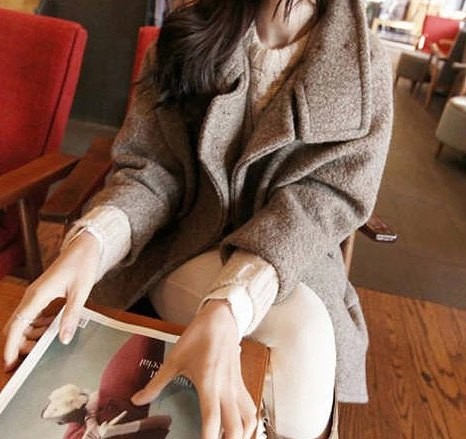 レディース　アウター　セミロング　スタンドカラー　コート　無地　ウール　長袖　シンプル　防寒　大きいサイズ　カジュアル　大人可愛い　デート　お出かけ　デイリー　普段着　ベージュ　送料無料