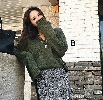 レディース　トップス　ニット　ロング　セーター　Vネック　長袖　サイドスリット　無地　シンプル　カジュアル　ゆったり　フリーサイズ　大人可愛い　フェミニン　オフィス　仕事　デート　お出かけ　デイリー　普段着　ベージュ　カーキ　ホワイト　送料無料