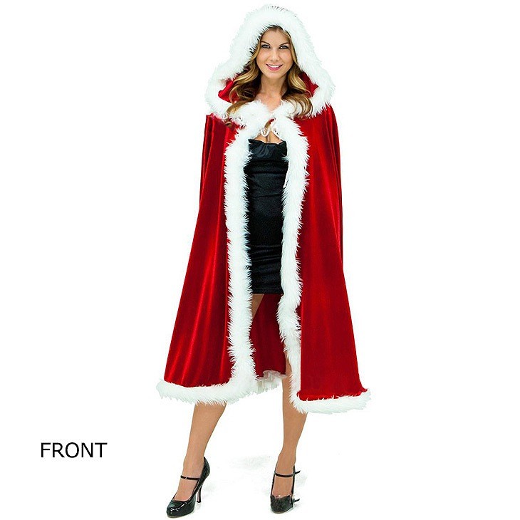 レディース　コスチューム　サンタクロース　フード付きマント　ローブ　イベント　本格派　リアルデザイン　公演　演劇　ステージ　コスプレ　衣装　仮装　パーティ　送料無料