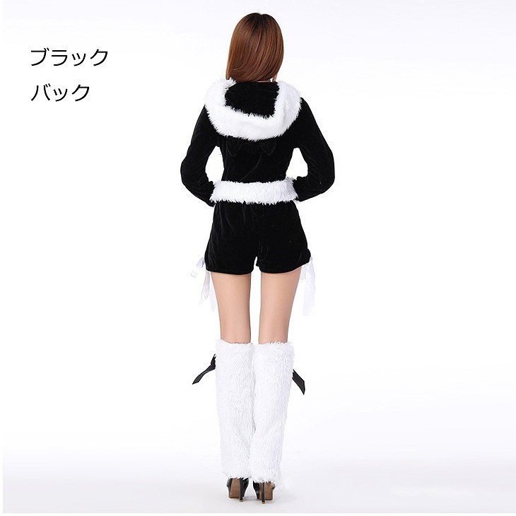 レディース　コスチューム　サンタクロース　ネコミミ　長袖　ホットパンツ　イベント　本格派　公演　演劇　ステージ　コスプレ　衣装　仮装　パーティ　レッド　ブラック　送料無料