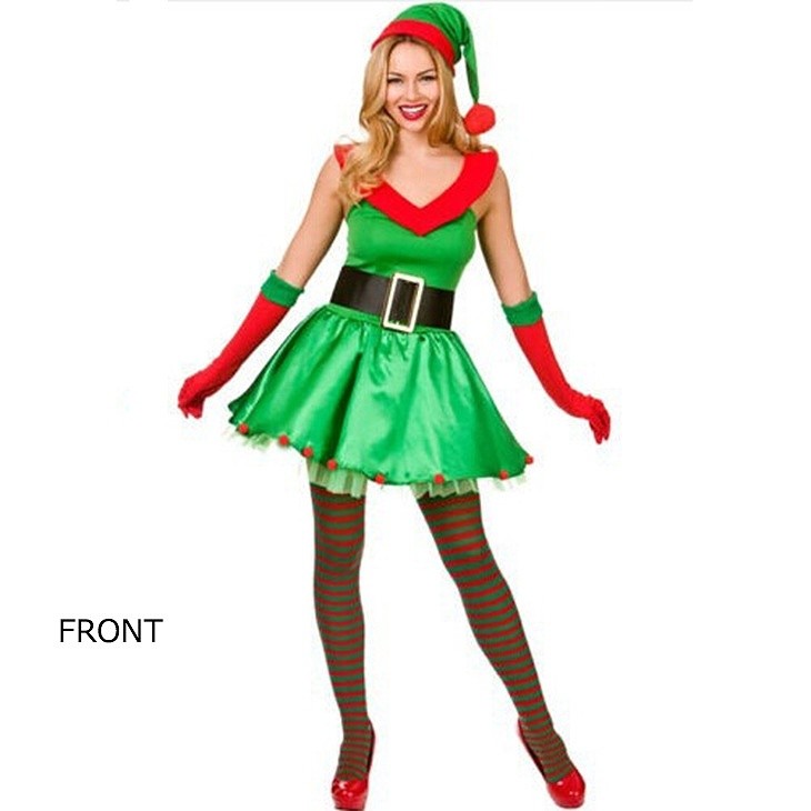 レディース　コスチューム　サンタクロース　ビスチェトップ　ミニスカート　フードケープ付き　イベント　本格派　公演　演劇　ステージ　コスプレ　衣装　仮装　パーティ　送料無料