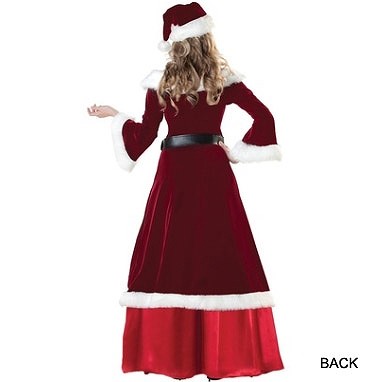レディース　コスチューム　サンタクロース　プリンセスドレス　帽子付き　オフショルダー　ロング　無地　長袖　イベント　本格派　公演　演劇　フリーサイズ　クリスマス会　ステージ　コスプレ　衣装　仮装　パーティ　レッド　送料無料