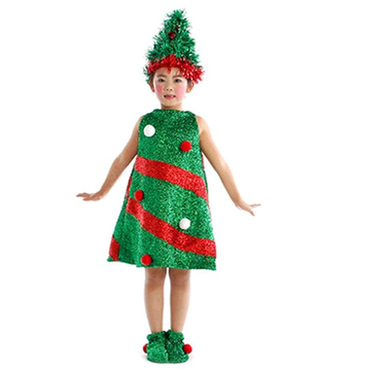 キッズ　クリスマス　コスプレ　ツリー　親子　姉妹　イベント　クリスマス会　衣装　コスチューム　ステージ　グリーン　ワンピース　女の子　送料無料