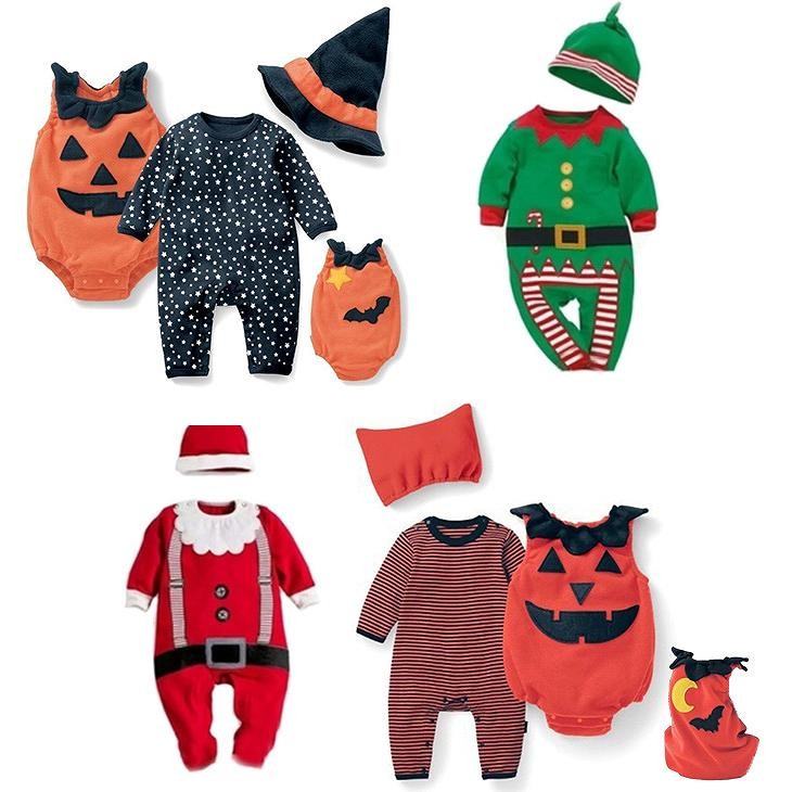 キッズ　ベビー　クリスマス　コスプレ　サンタ　　パンプキン　小人　男の子　女の子　パーティー　イベント　可愛い　レッド　グリーン　ブラック　オレンジ　クリスマス会　衣装　コスチューム　ステージ　送料無料