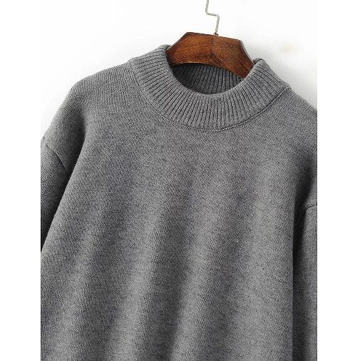 レディース　ニットセーター　クルーネック　長袖　トップス　ゆったり　無地　大人可愛い　フェミニン　シンプル　デート　お出かけ　デイリー　普段着　グレー　ホワイト　送料無料