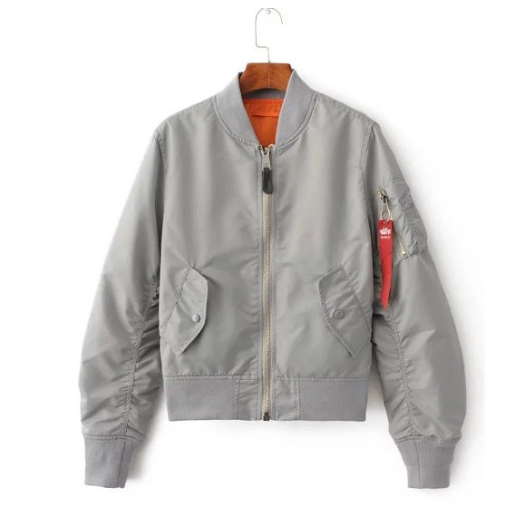 レディース　フライトジャケット　長袖　トップス　リバーシブル　小さいサイズ　無地　ミリタリー　シンプル　デート　お出かけ　デイリー　ブラック　グレー　カーキ　送料無料