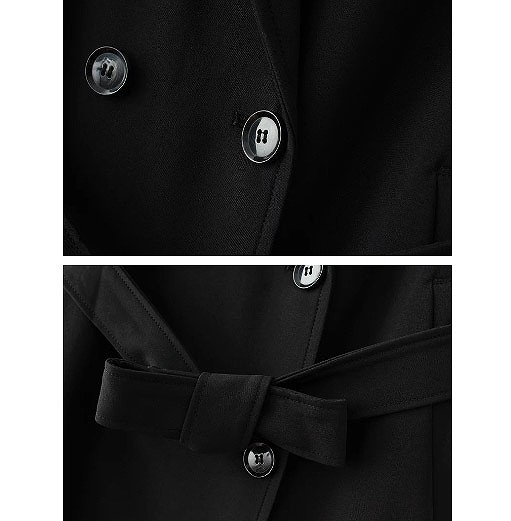 レディース　トレンチコート　ノースリーブ　ベルト付き　ルダンゴト　アウター　大人可愛い　シンプル　デート　お出かけ　普段使い　外出　デイリー　ブラック　送料無料