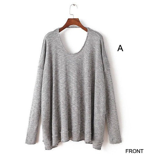レディース　Ｔシャツ　ホルターネック　オープンバック　長袖　セクシー　ゆったり　トップス　大人可愛い　シンプル　デート　お出かけ　普段使い　外出　デイリー　ライトグレー　グレー　送料無料