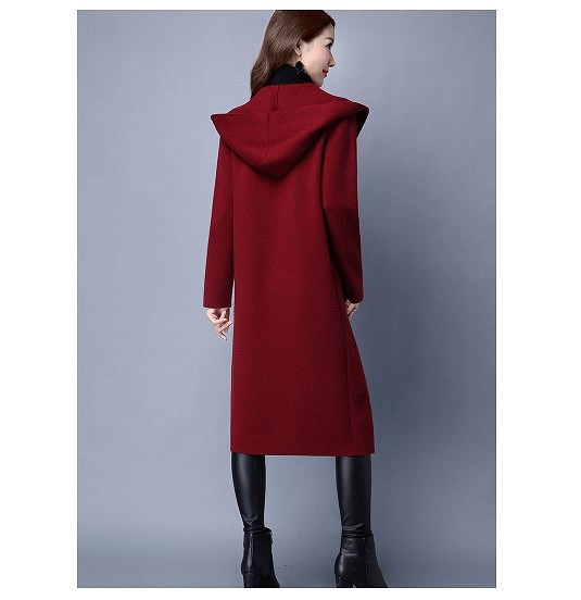 レディース　アウター　ロングコート　コーディガン　フード付き　長袖　無地　定番　カジュアル　大人可愛い　大きいサイズ　フェミニン　オフィス　通勤　OL　学生　デート　お出かけ　デイリー　レッド　グレー　ブラック　送料無料