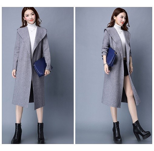 レディース　アウター　ロングコート　コーディガン　フード付き　長袖　無地　定番　カジュアル　大人可愛い　大きいサイズ　フェミニン　オフィス　通勤　OL　学生　デート　お出かけ　デイリー　レッド　グレー　ブラック　送料無料