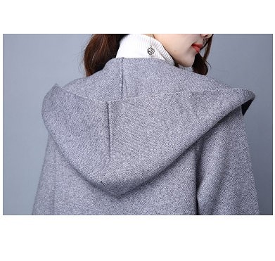 レディース　アウター　ロングコート　コーディガン　フード付き　長袖　無地　定番　カジュアル　大人可愛い　大きいサイズ　フェミニン　オフィス　通勤　OL　学生　デート　お出かけ　デイリー　レッド　グレー　ブラック　送料無料