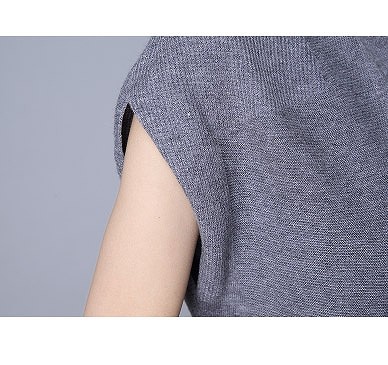 レディース　ノースリーブ　ワンピース　無地　オフタートル　フィッシュテール　フレア　ミモレ丈　ゆったり　大人カジュアル　シック　大きいサイズ　シンプル　リゾート　普段着　デイリー　お出かけ　デート　グレー　レッド　ブラック　送料無料