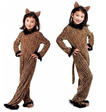 キッズ　コスチューム　アニマルスーツ　豹　ヒョウ　猫　キャット　ネコ耳　レオパード　動物　子供　本格派　リアルデザイン　公演　演劇　お化け　ハロウィン　コスプレ　衣装　イベント　パーティ　仮装　ブラウン　送料無料