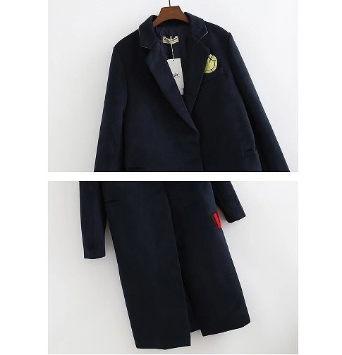 レディース　アウター　ロングコート　ゆったり　ワッペン　長袖　大きいサイズ　シンプル　無地　ウール　カジュアル　大人可愛い　フェミニン　ビジネス　通勤　OL　オフィス　学生　デート　お出かけ　デイリー　グレー　ブラック　送料無料