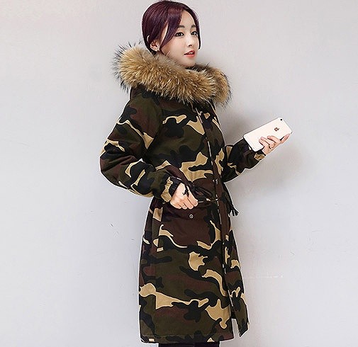 レディース　アウター　ロングコート　カモフラ　迷彩　ファー　フード付き　長袖　大きいサイズ　シンプル　ウール　カジュアル　大人可愛い　フェミニン　ビジネス　通勤　OL　オフィス　学生　デート　お出かけ　デイリー　グリーン　送料無料