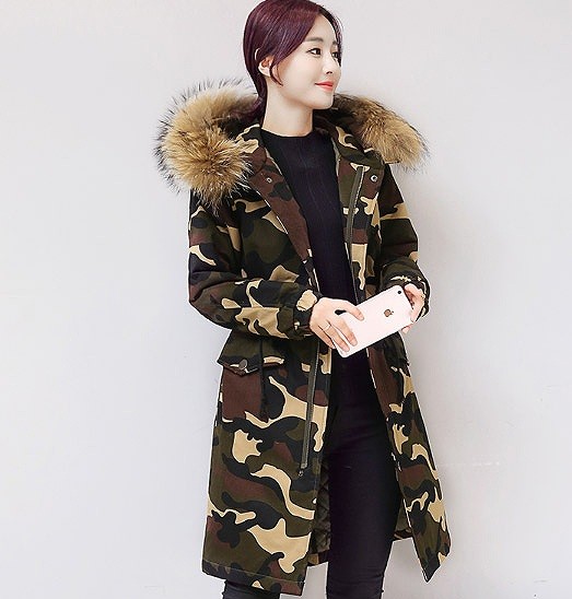 レディース　アウター　ロングコート　カモフラ　迷彩　ファー　フード付き　長袖　大きいサイズ　シンプル　ウール　カジュアル　大人可愛い　フェミニン　ビジネス　通勤　OL　オフィス　学生　デート　お出かけ　デイリー　グリーン　送料無料