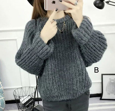 レディース　トップス　ゆったり　ニット　ゆるセーター　ラウンドネック　長袖　カジュアル　フリーサイズ　大人可愛い　オフィス　通勤　OL　学生　デート　お出かけ　デイリー　グレー　ピンク　ブラック　送料無料