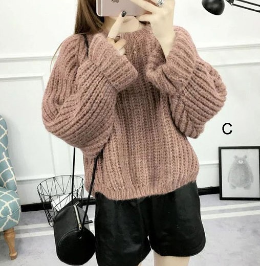 レディース　トップス　ゆったり　ニット　ゆるセーター　ラウンドネック　長袖　カジュアル　フリーサイズ　大人可愛い　オフィス　通勤　OL　学生　デート　お出かけ　デイリー　グレー　ピンク　ブラック　送料無料