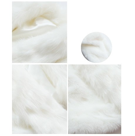 レディース　トップス　もこもこ　ボレロ　カーディガン　長袖　ファー　無地　エレガント　上品　お嬢様風　フリーサイズ　シンプル　おしゃれ　結婚式　2次会　パーティ　女子会　同窓会　卒業式　成人式　お出かけ　デート　ホワイト　送料無料