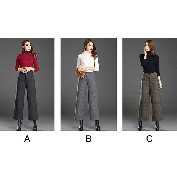 レディース　ボトムス　ストレートパンツ　ワイドパンツ　ストライプ　あたたか　ウール　秋冬　シンプル　大きいサイズ　カジュアル　大人可愛い　定番　ベーシック　シック　通勤　OL　学生　デート　お出かけ　デイリー　普段着　チャコール　グレー　カーキ　送料無料