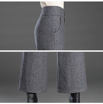 レディース　ボトムス　ストレートパンツ　ワイドパンツ　ストライプ　あたたか　ウール　秋冬　シンプル　大きいサイズ　カジュアル　大人可愛い　定番　ベーシック　シック　通勤　OL　学生　デート　お出かけ　デイリー　普段着　チャコール　グレー　カーキ　送料無料