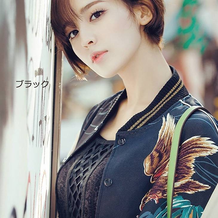 レディース　ライトアウター　スカジャン　ノーカラージャケット　長袖　虎　鷹　タイガー　イーグル　カジュアル　大人可愛い　ストリート系　ヒップホップ　ダンス　スポーツ　野球　ジョギング　デート　お出かけ　デイリー　ブラック　ネイビー　送料無料