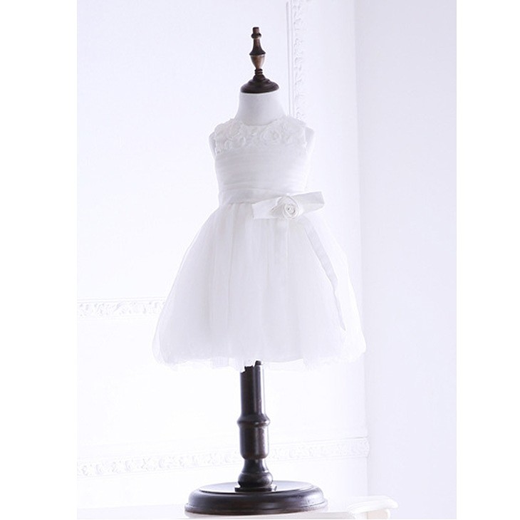 キッズ　ジュニア　子供服　ミニドレス　ワンピース　ノースリーブ　無地　シフォン　ペチコート付き　フォーマル　かわいい　キュート　パーティ　発表会　七五三　お祝い　誕生日　イベント　結婚式　記念日　セレモニー　ホワイト　送料無料