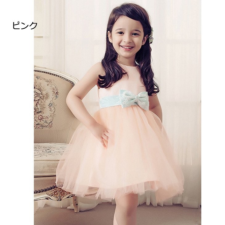キッズ　ジュニア　子供服　ミニドレス　ワンピース　チュチュ　リボン　ノースリーブ　無地　シフォン　ペチコート付き　フォーマル　パーティ　発表会　七五三　お祝い　誕生日　イベント　結婚式　記念日　セレモニー　ホワイト　ピンク　ブルー　送料無料