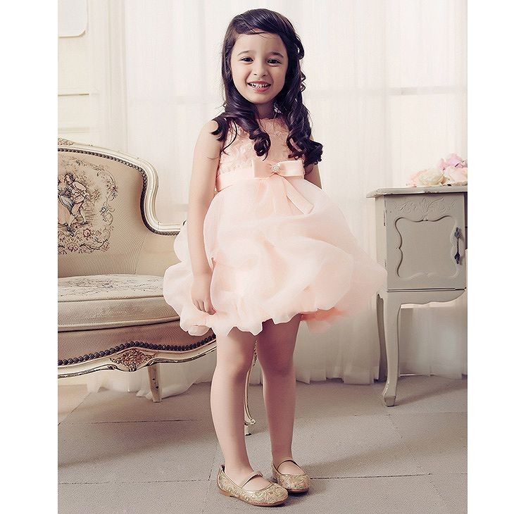 キッズ　ジュニア　子供服　ミニドレス　ワンピース　バルーン　リボン　ノースリーブ　無地　シフォン　ペチコート付き　フォーマル　かわいい　キュート　パーティ　発表会　七五三　お祝い　誕生日　イベント　結婚式　記念日　セレモニー　ホワイト　ピンク　送料無料