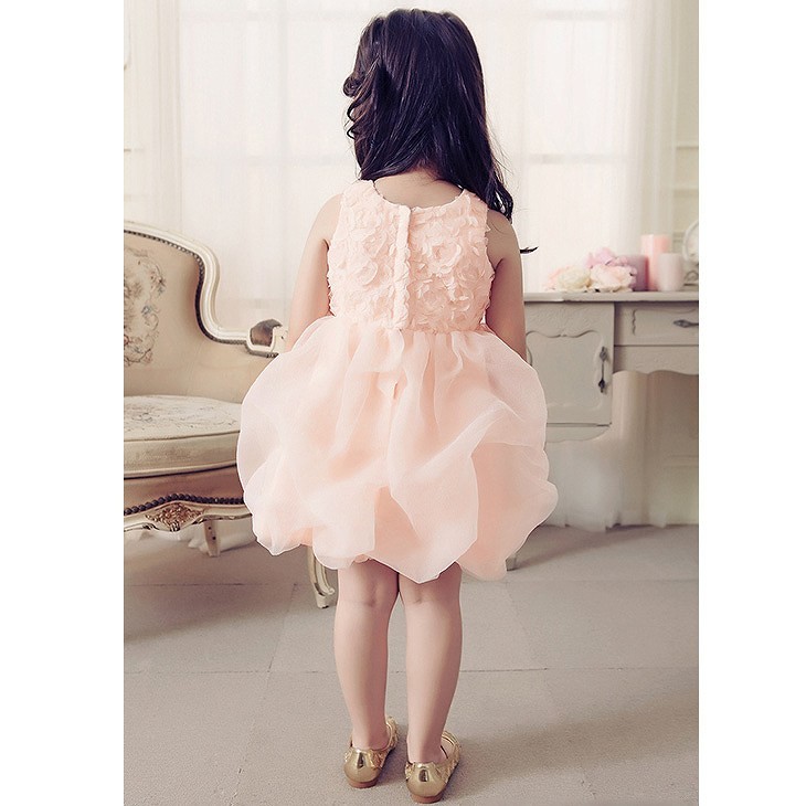 キッズ　ジュニア　子供服　ミニドレス　ワンピース　バルーン　リボン　ノースリーブ　無地　シフォン　ペチコート付き　フォーマル　かわいい　キュート　パーティ　発表会　七五三　お祝い　誕生日　イベント　結婚式　記念日　セレモニー　ホワイト　ピンク　送料無料