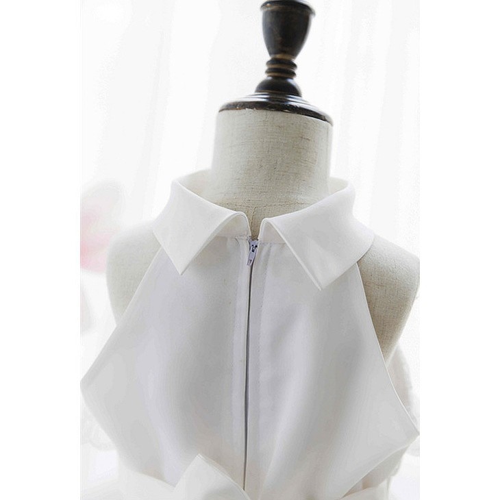 キッズ　ジュニア　子供服　ミニドレス　ワンピース　無地　レース　リボン　ノースリーブ　シフォン　フォーマル　かわいい　キュート　パーティ　発表会　七五三　お祝い　誕生日　イベント　結婚式　記念日　セレモニー　ホワイト　送料無料