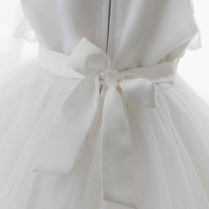 キッズ　ジュニア　子供服　ミニドレス　ワンピース　無地　レース　リボン　ノースリーブ　シフォン　フォーマル　かわいい　キュート　パーティ　発表会　七五三　お祝い　誕生日　イベント　結婚式　記念日　セレモニー　ホワイト　送料無料