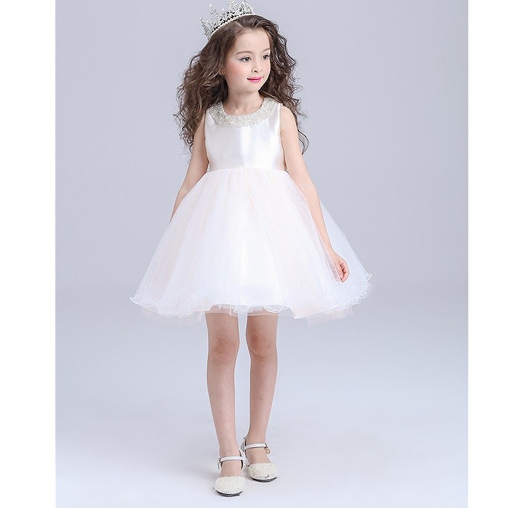 キッズ　ジュニア　子供服　ミニドレス　ワンピース　無地　チュチュ　シフォン　リボン　ノースリーブ　フォーマル　かわいい　キュート　パーティ　発表会　七五三　お祝い　誕生日　イベント　結婚式　フラワーガール　記念日　ホワイト　送料無料