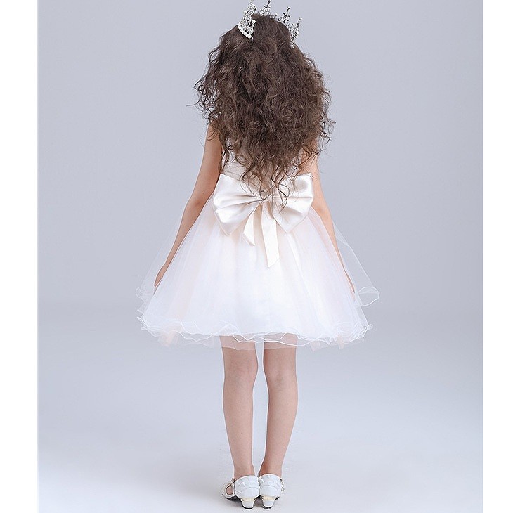 キッズ　ジュニア　子供服　ミニドレス　ワンピース　無地　チュチュ　シフォン　リボン　ノースリーブ　フォーマル　かわいい　キュート　パーティ　発表会　七五三　お祝い　誕生日　イベント　結婚式　フラワーガール　記念日　ホワイト　送料無料