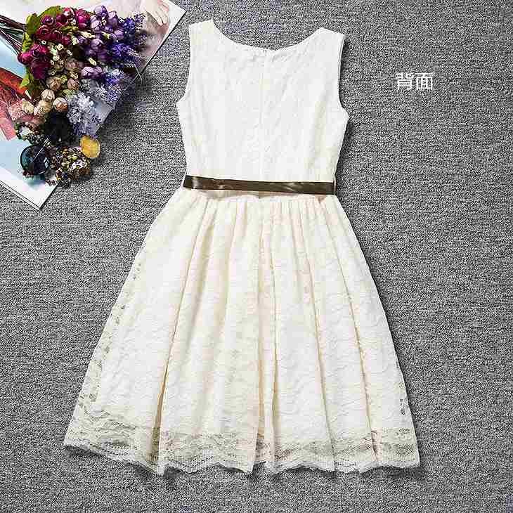 キッズ　ジュニア　子供服　ミニドレス　ワンピース　無地　レース　リボン　ノースリーブ　フォーマル　かわいい　キュート　パーティ　発表会　七五三　お祝い　誕生日　イベント　結婚式　フラワーガール　記念日　ブラック　ベージュ　送料無料