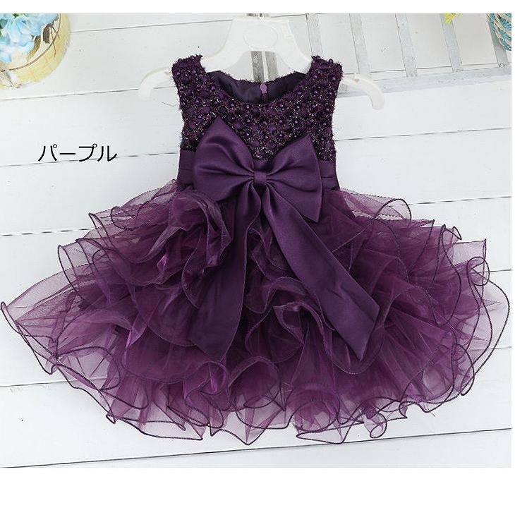 ベビー　キッズ　ベビー服　ミニドレス　ワンピース　無地　シフォン　リボン　ノースリーブ　フォーマル　パーティ　発表会　七五三　お祝い　イベント　結婚式　記念日　セレモニー　ホワイト　ピンク　レッド　パープル　シャンパン　マゼンタ　コーラルレッド　送料無料