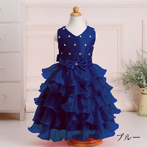 キッズ　ジュニア　子供服　ドレス　ワンピース　パーティー　おしゃれ　かわいい　キュート　スカート　フリル　レース　リボン　誕生日　イベント　結婚式　ピンク　白　クリーム　レッド　グリーン　ブルー　送料無料